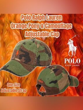 Polo Ralph Lauren Orange Pony & Camouflage Adjustable Cap (Canvas)
